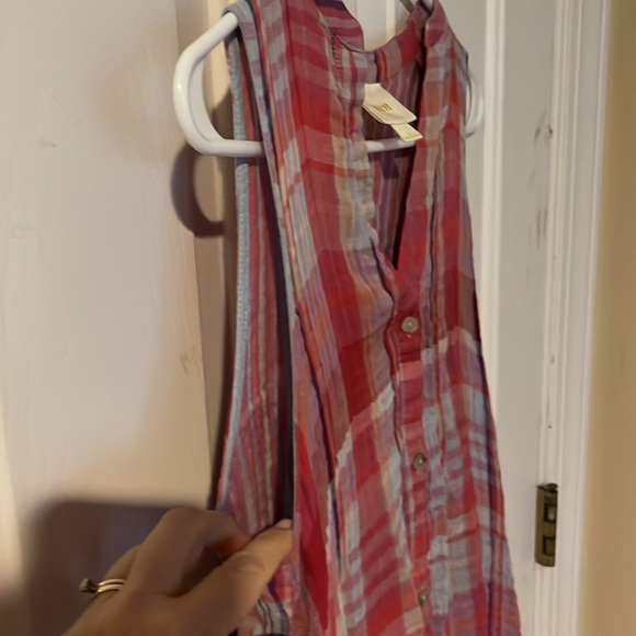 Anthropologie Maeve Plaid Sleeveless Button Front High Low Dress Medium - Picture 7 of 9